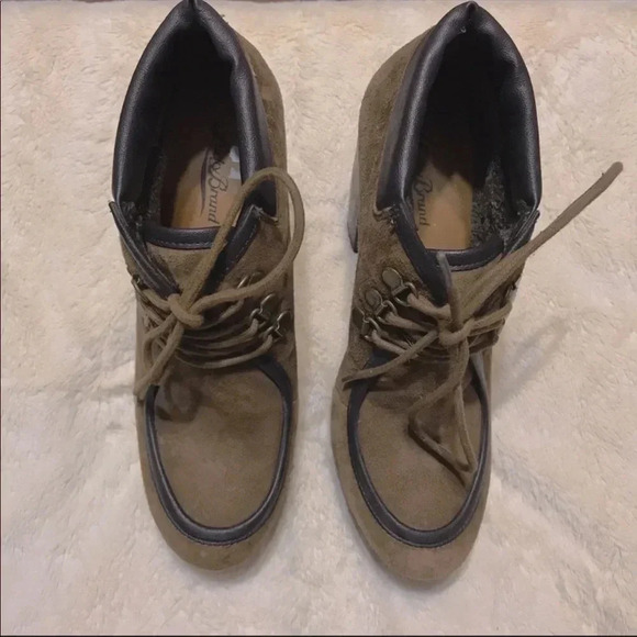 Lucky Brand Lace Up Chukka Platform Booties Cendara Ankle Boot High-Heel 8.5 - Picture 3 of 8